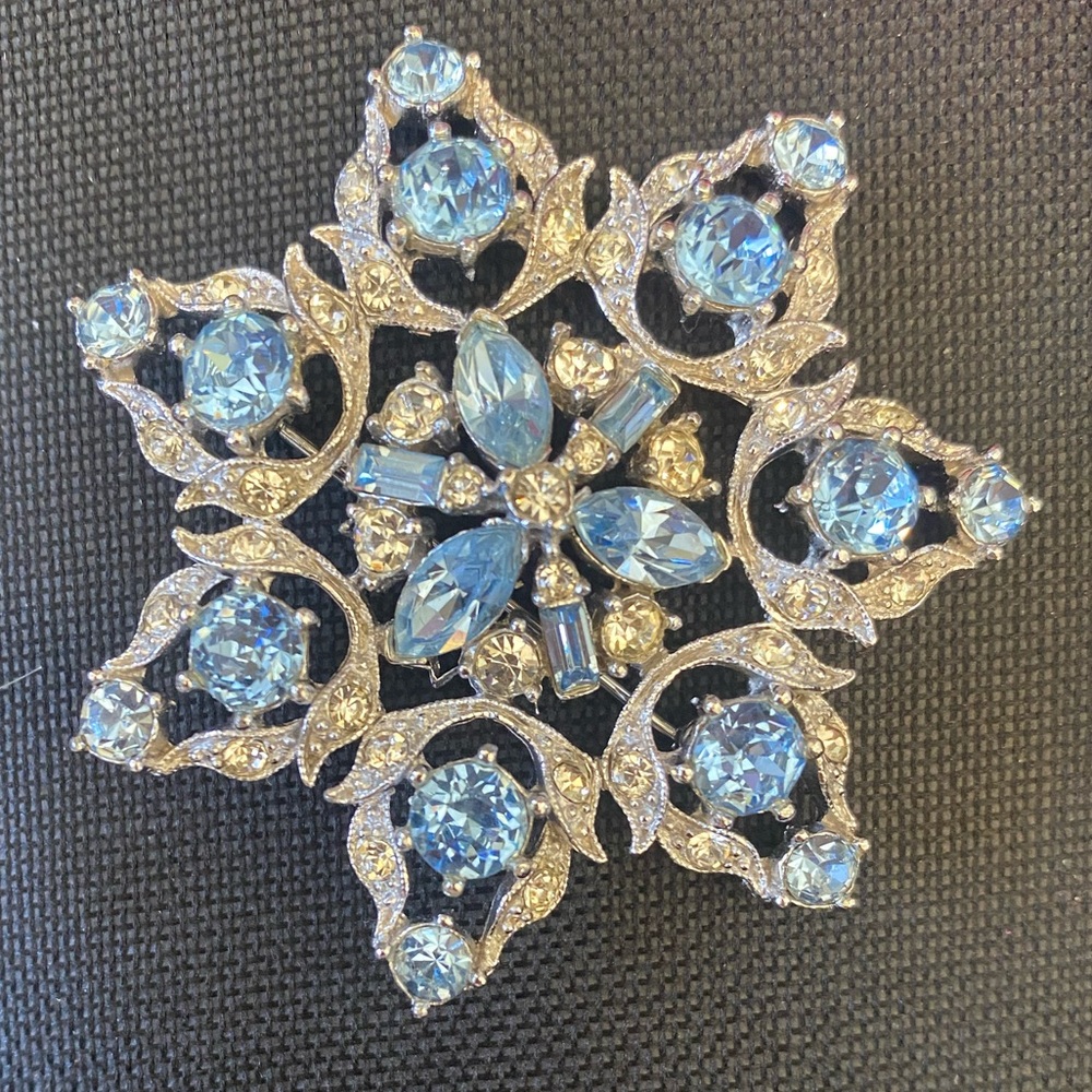 Vintage Bogoff Signed Blue And Clear Rhinestone B… - image 1